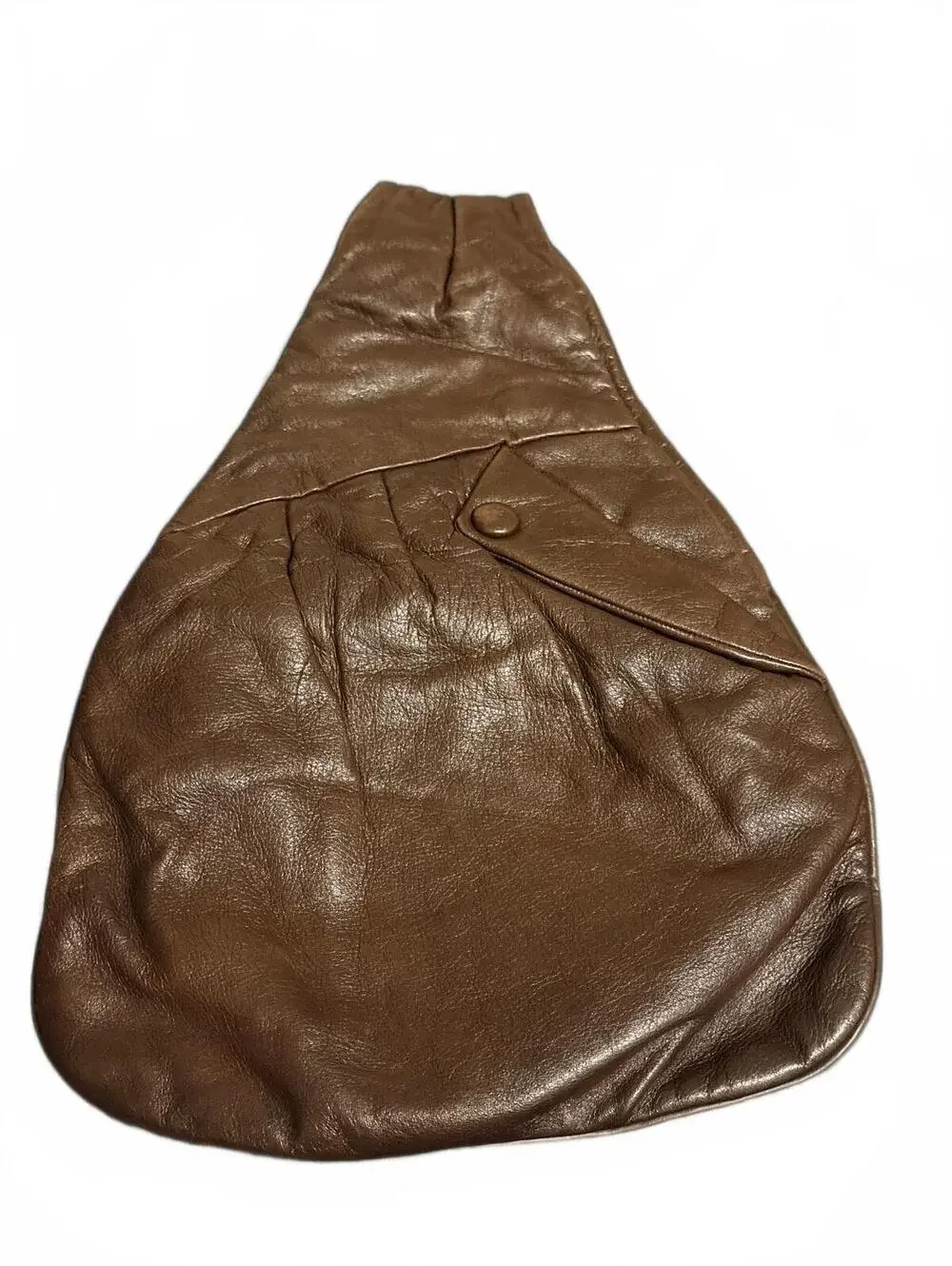 Vintage Brown Leather Sling Bag with Gold Hardware